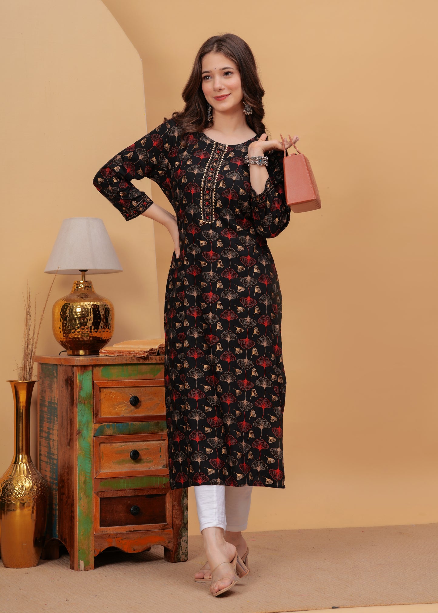 Women Fit and Flare Black Midi/Calf Length Dress