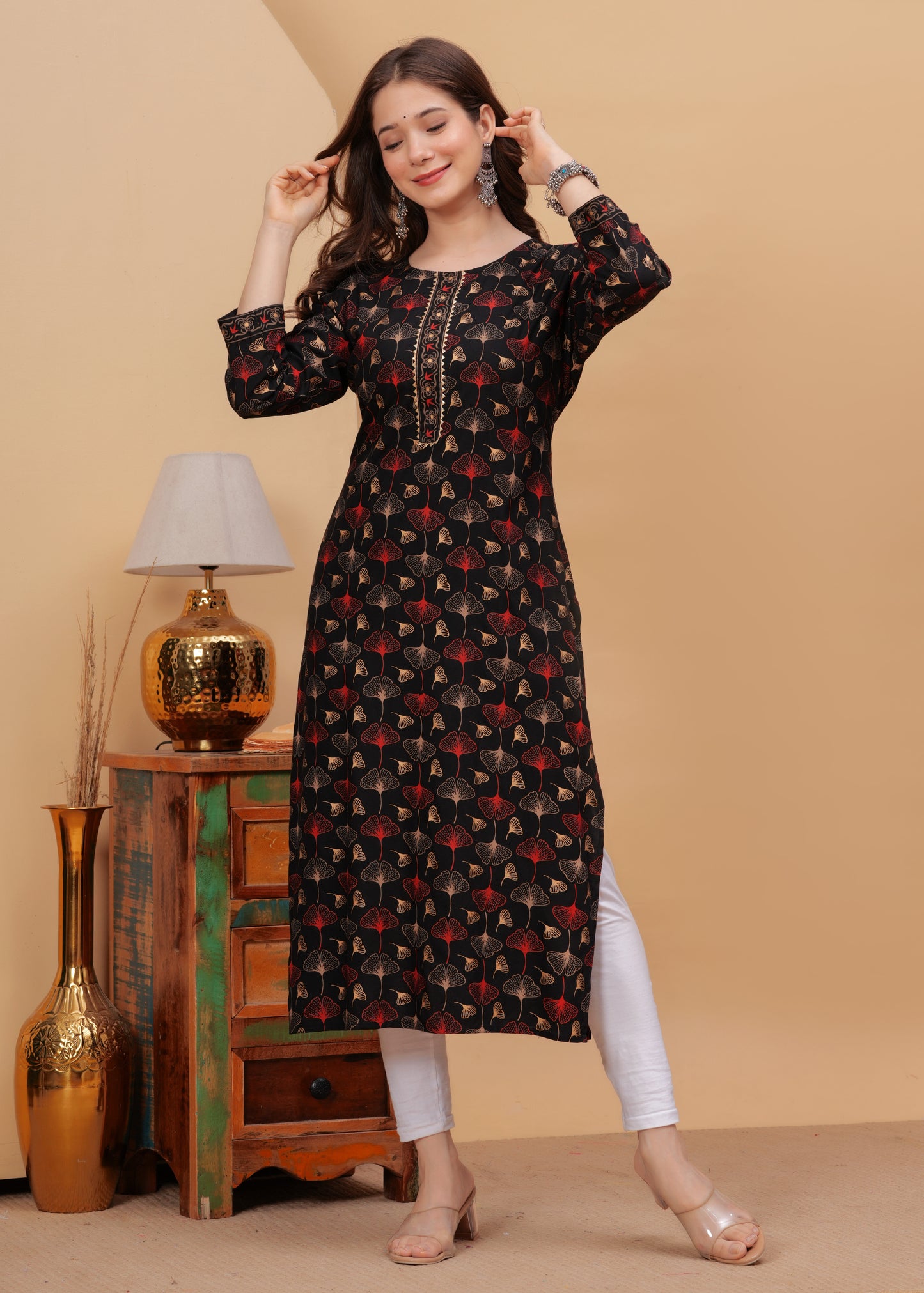 Women Fit and Flare Black Midi/Calf Length Dress