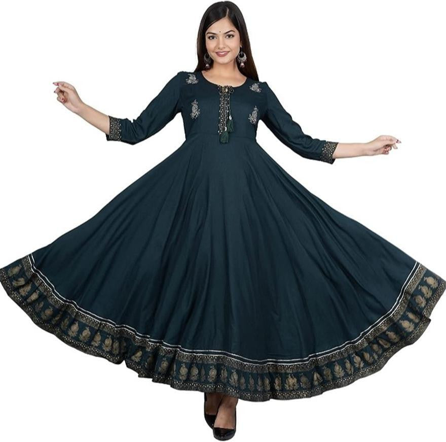 Women Embroidered Viscose Rayon Anarkali Kurta