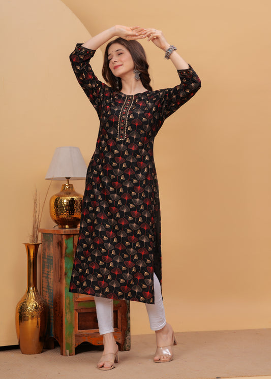 Women Fit and Flare Black Midi/Calf Length Dress